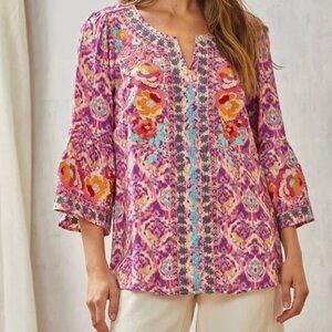 Savanna Jane Floral Embroidered Top Size S